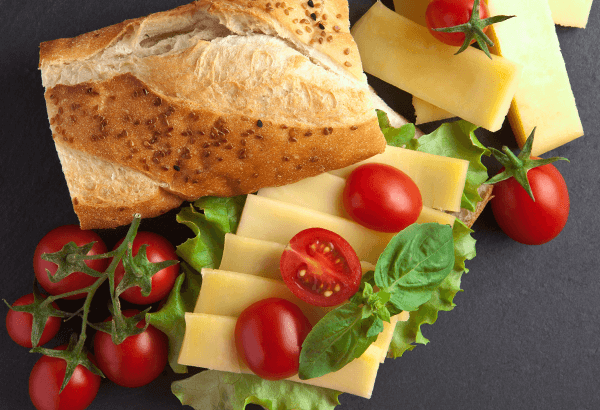 sandwich, ost, tomater, salat, italiensk sanwich